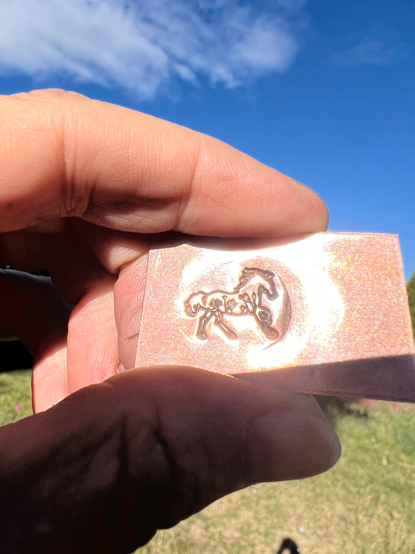 Flowered horse stamp