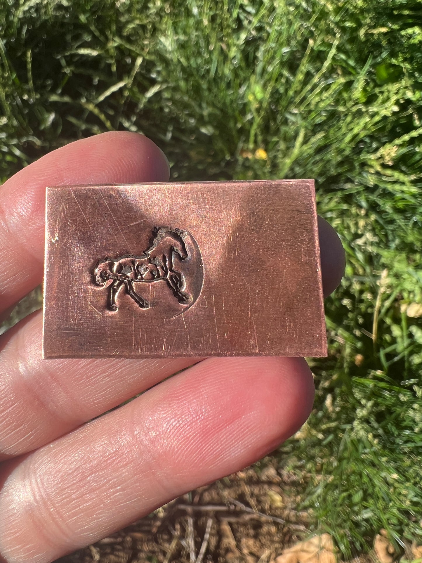 Flowered horse stamp