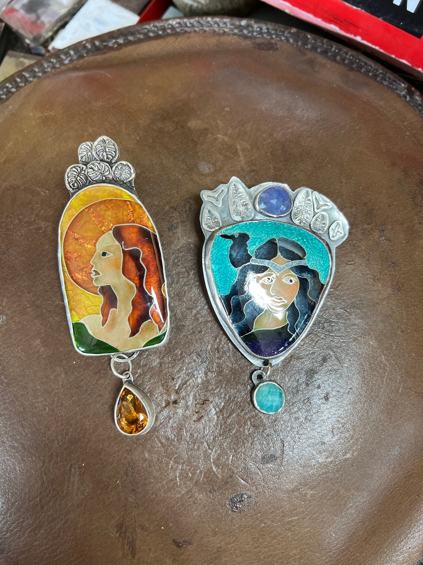 Morrigan enamel pendant