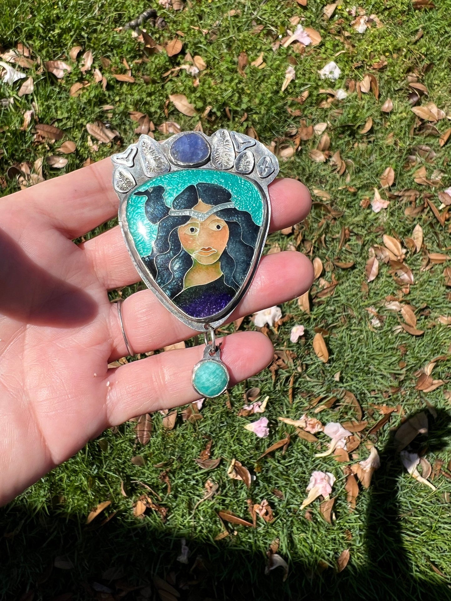 Morrigan enamel pendant