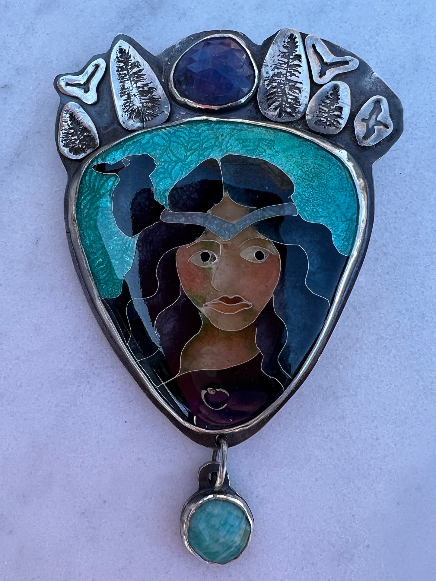 Morrigan enamel pendant