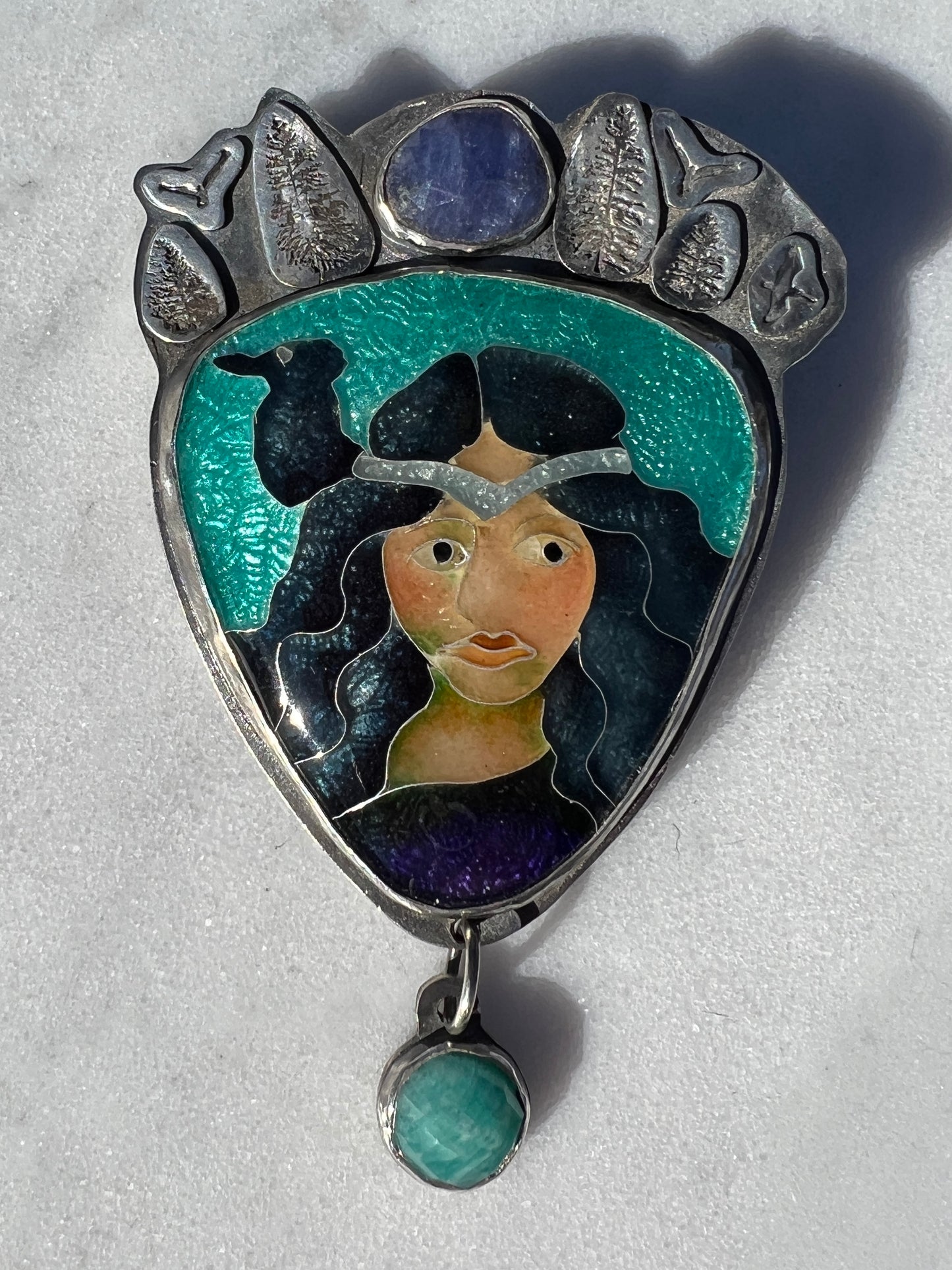 Morrigan enamel pendant