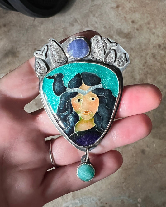 Morrigan enamel pendant