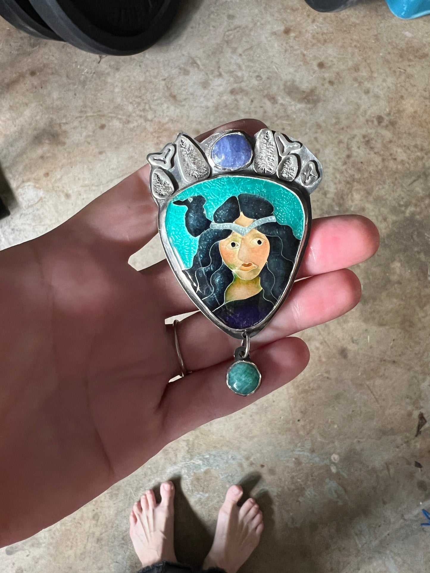 Morrigan enamel pendant