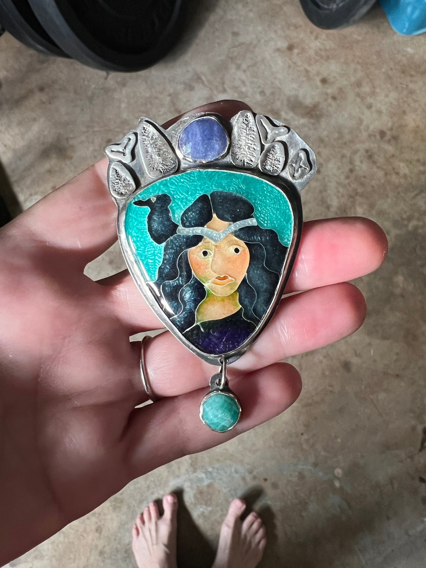 Morrigan enamel pendant